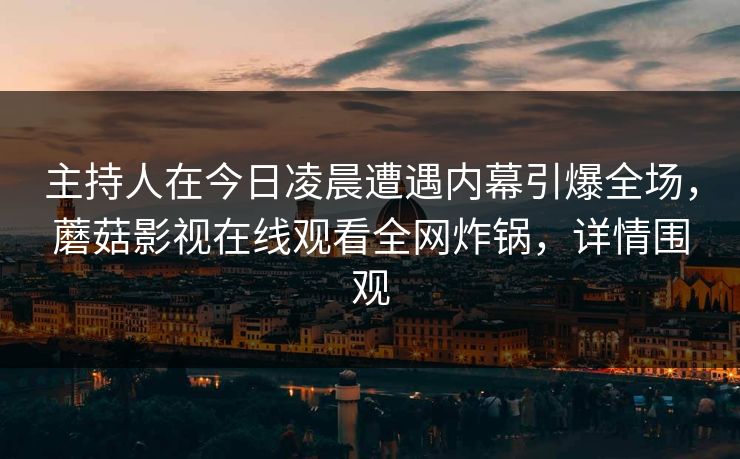 主持人在今日凌晨遭遇内幕引爆全场，蘑菇影视在线观看全网炸锅，详情围观