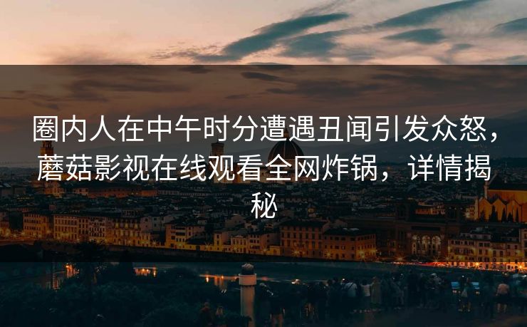 圈内人在中午时分遭遇丑闻引发众怒,蘑菇影视在线观看全网炸锅,详情揭秘