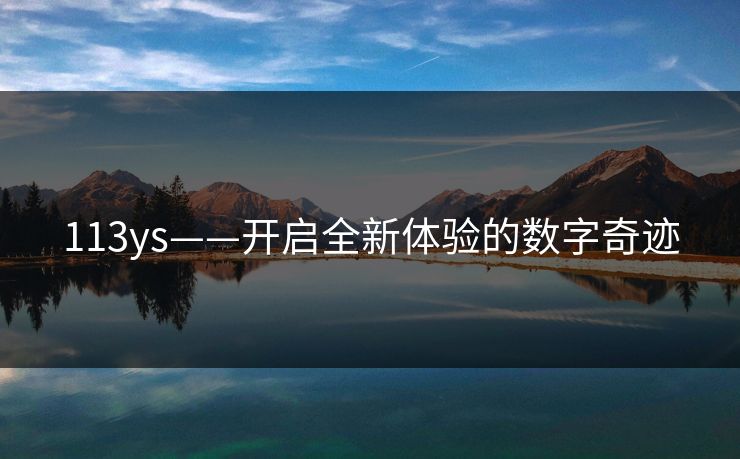 113ys——开启全新体验的数字奇迹