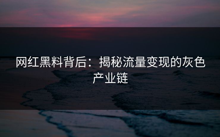 网红黑料背后：揭秘流量变现的灰色产业链